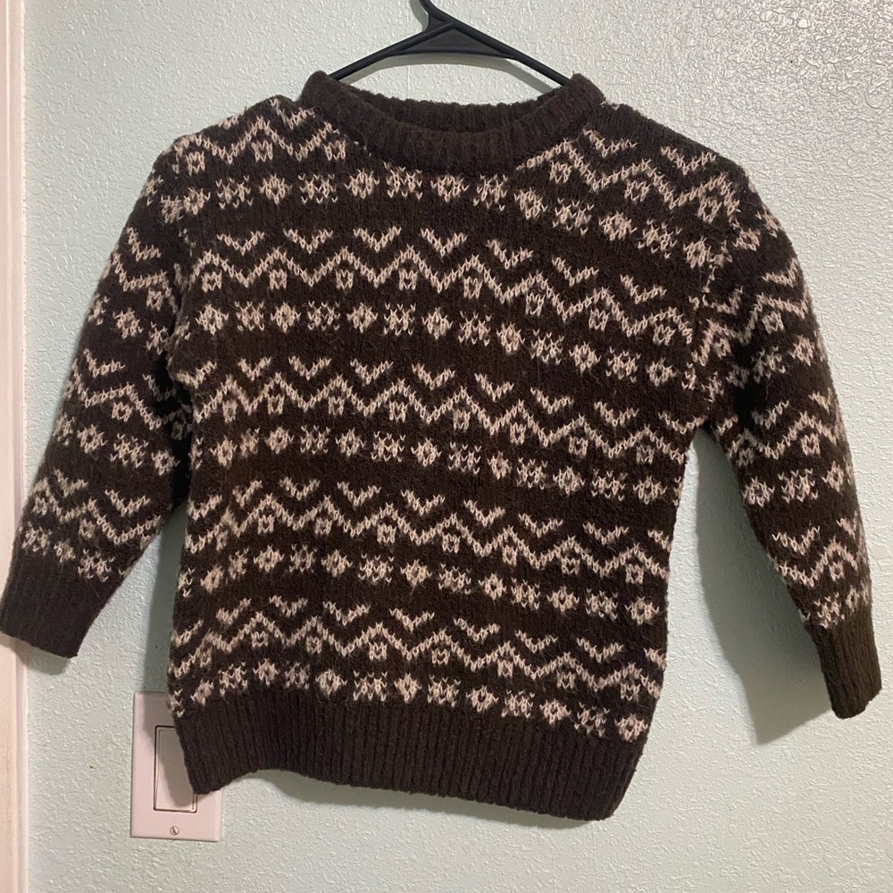 Zara kids Brown and Cream Crewneck Sweater